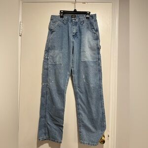 Lee Y2K 30x32 Loose fit Distressed Patched Light Wash Baggy Straight Leg Jeans.